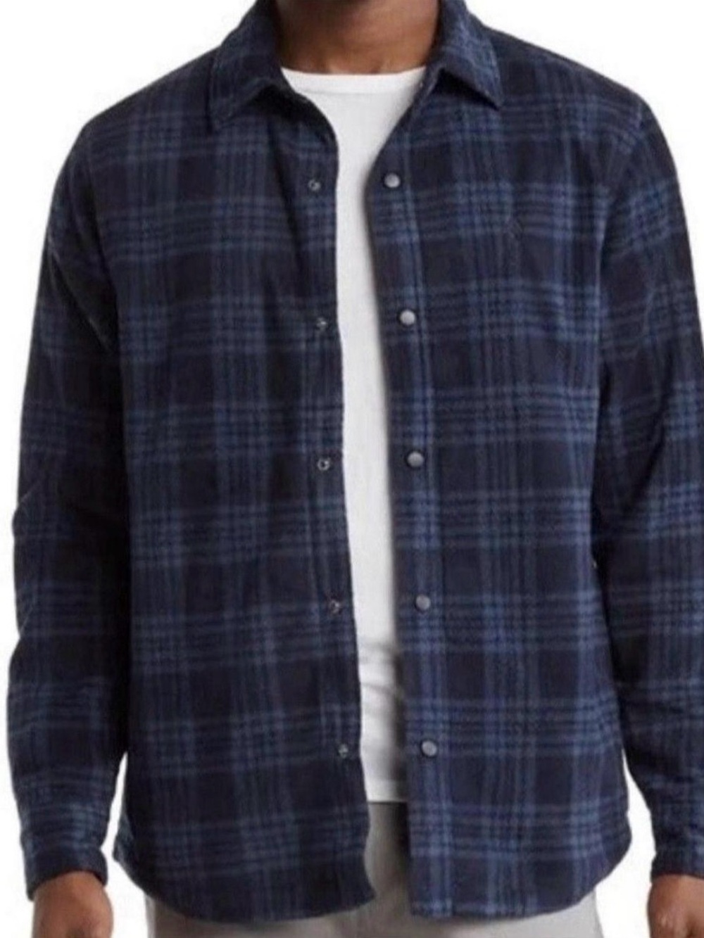 Volcom Navy Blue Plaid Lightweight Fleece Shirt Jacket Lg